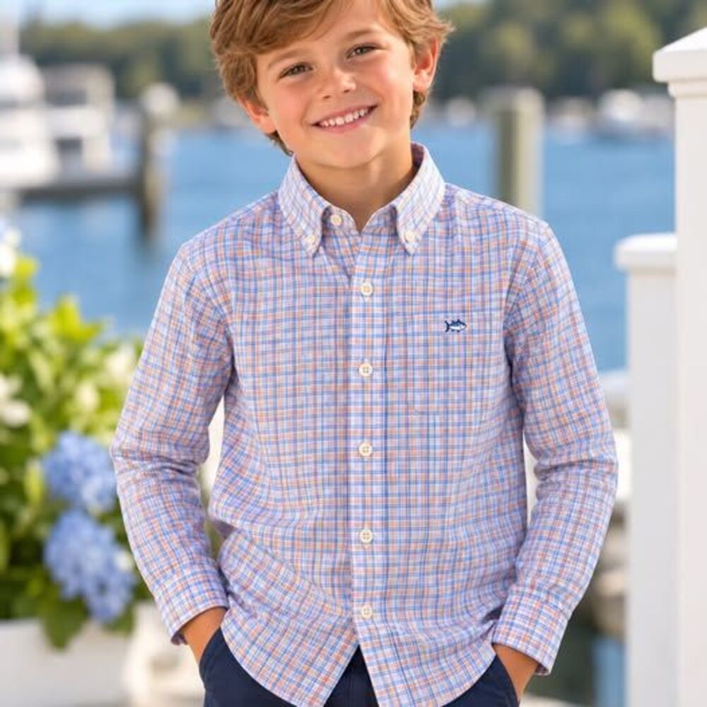 Southern Tide Boys Intercoastal Performance Plaid Shirt – Small 6–7